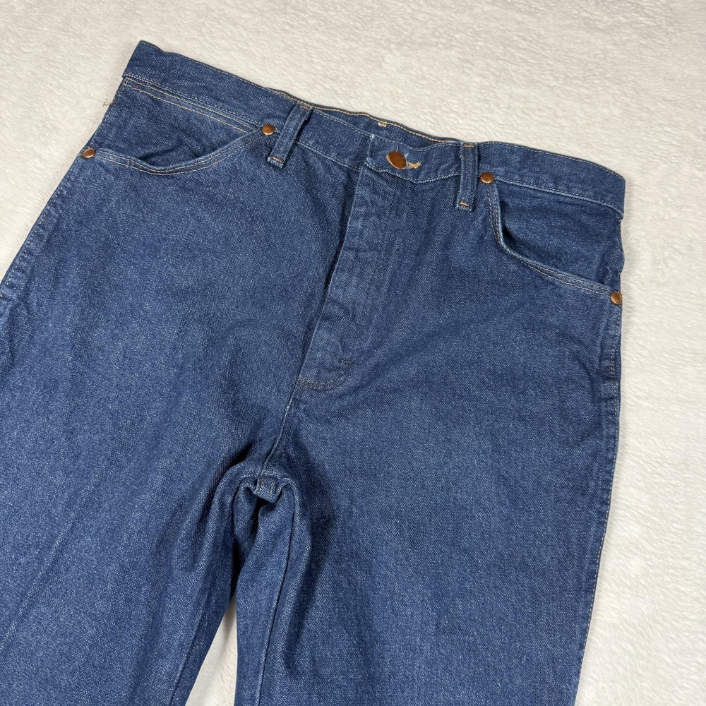 Wrangler 945P WD Jeans Mens 38x32 Blue Regular Straight Leg Denim Dark Wash